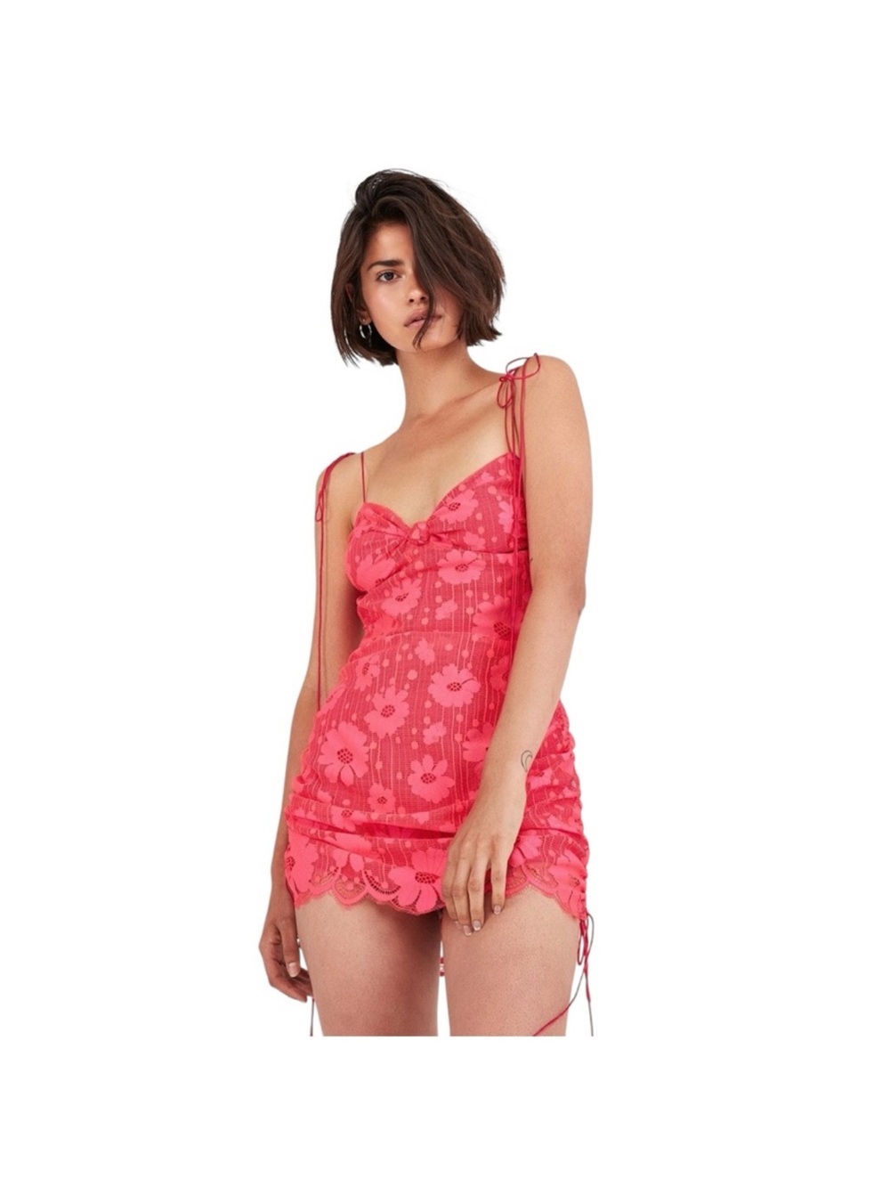 For Love & Lemons Pink Floral Lace Mini Dress
